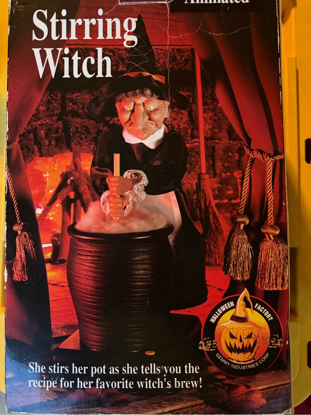Vintage Gemmy Animated Stirring Witch Halloween Decor w/ Original Box